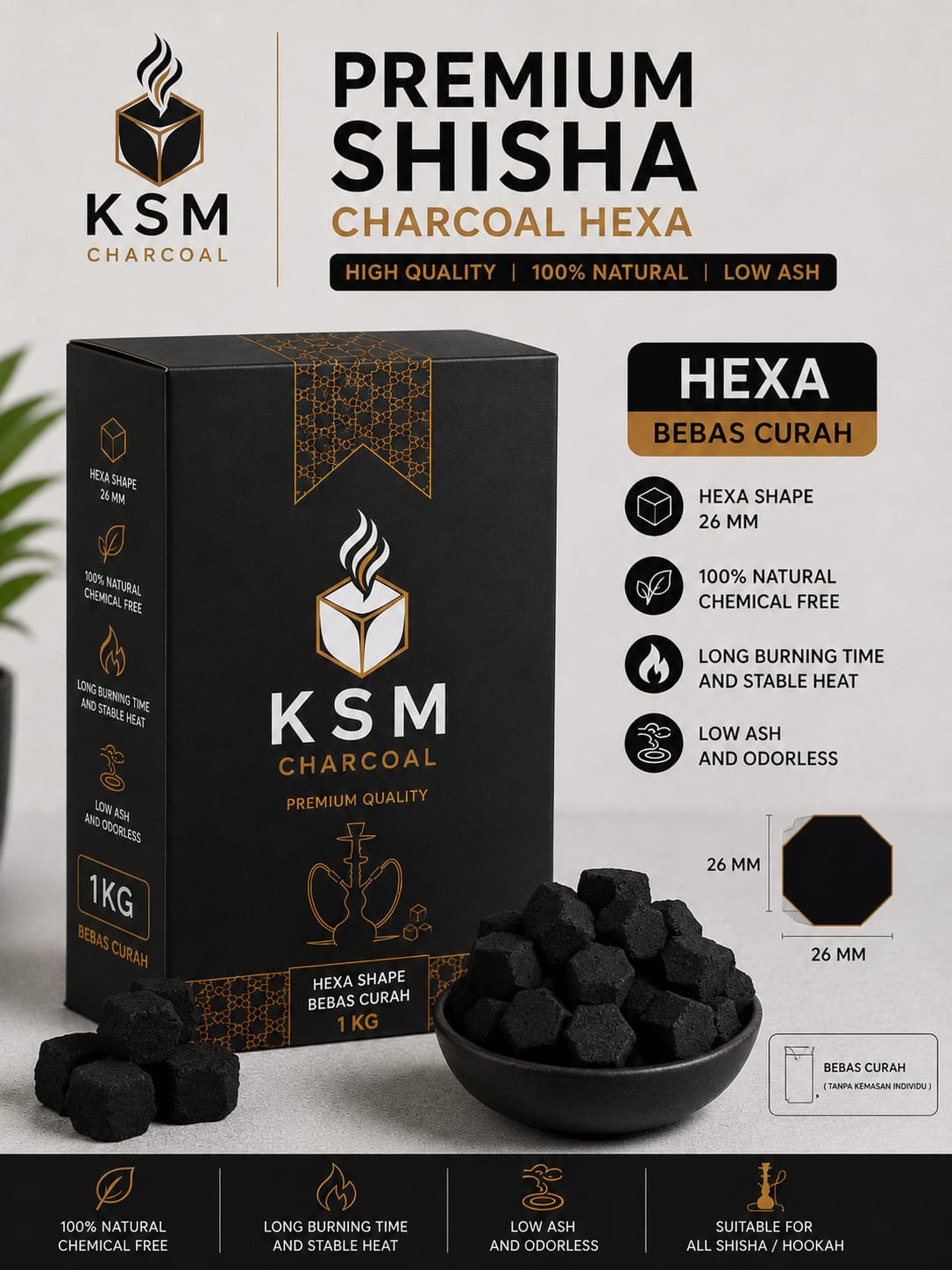 Charcoal Hexa