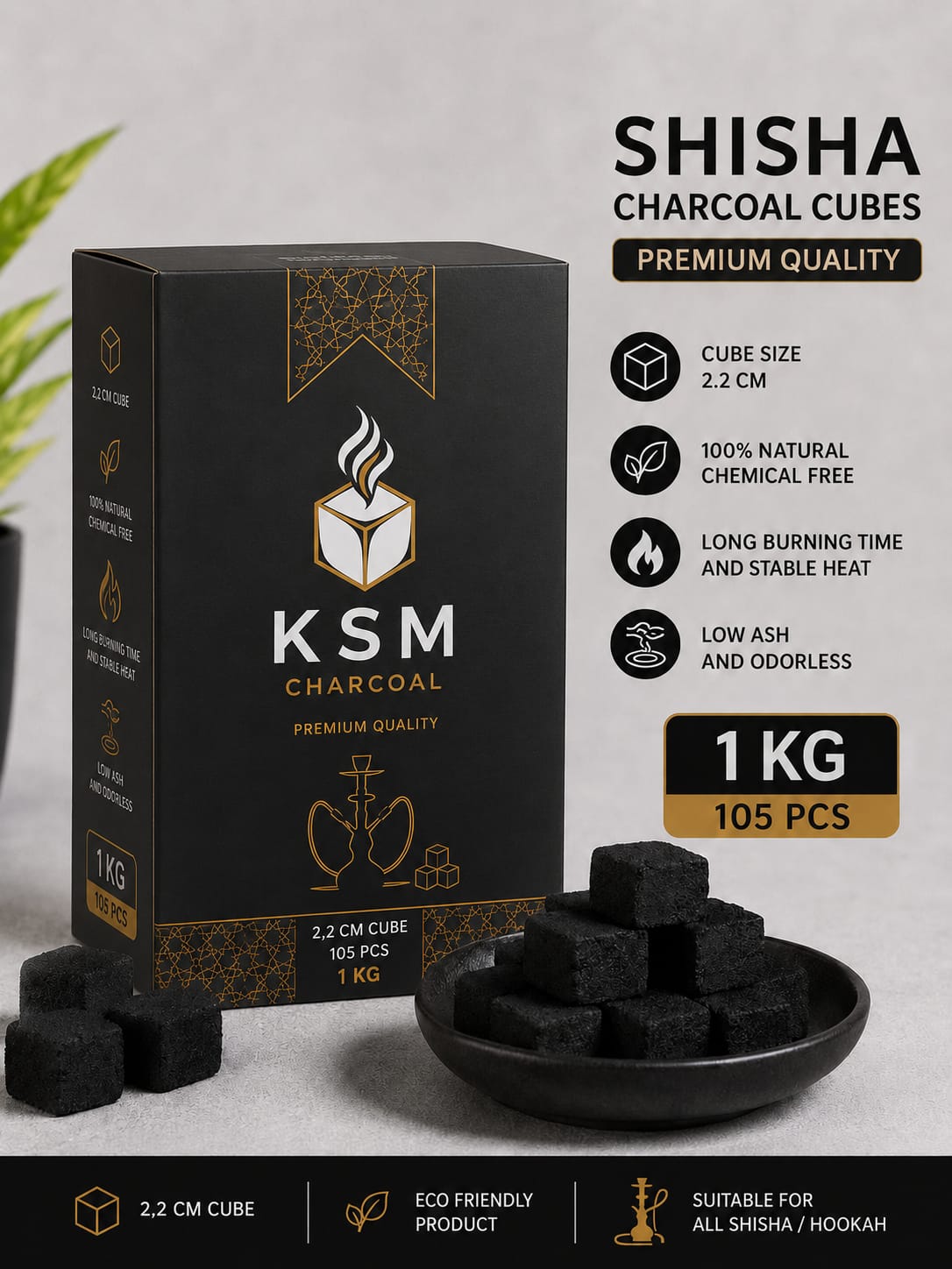 Charcoal Cubes 2.2 cm