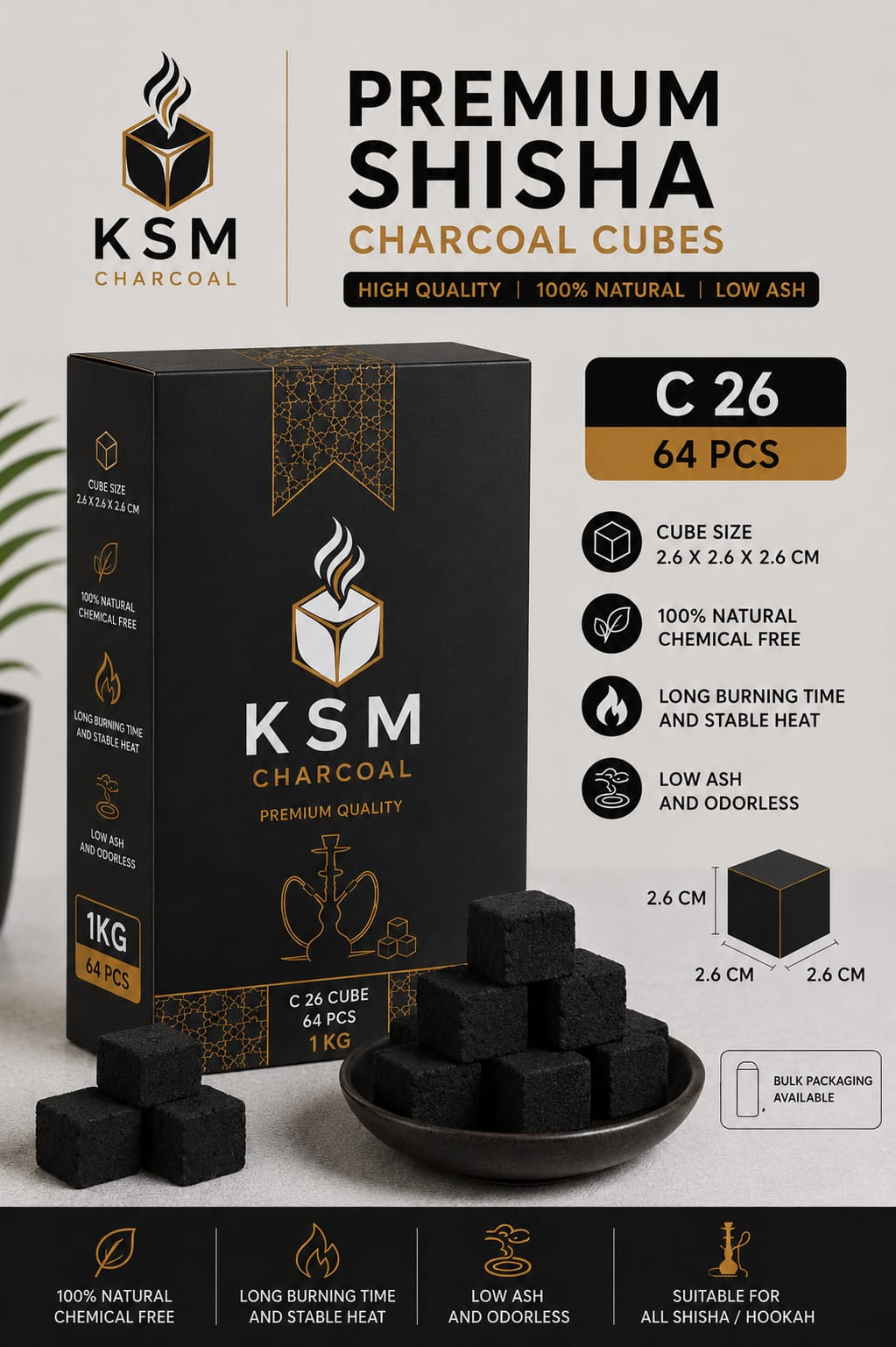 Premium Shisha Charcoal Cubes C25