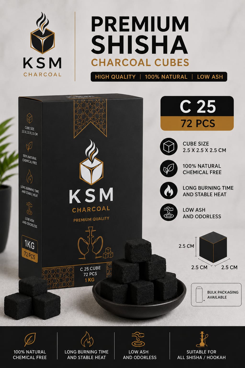 Premium Shisha Charcoal Finger Shape
